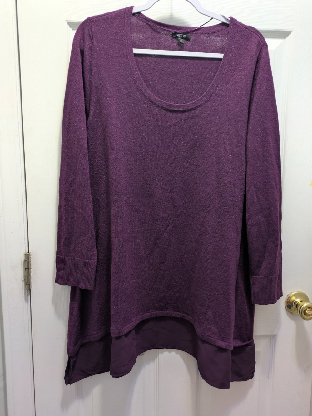 Apt. 9 Purple Layered-Hem Scoop Neck Sweater